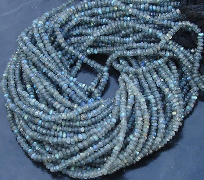 Latest Arrival,  Blue Flashy Labradorite,Full 14 inch Strand Of Manufacturer Price Rondells , Machine Cut Quality Full 14 Inch Long Strand