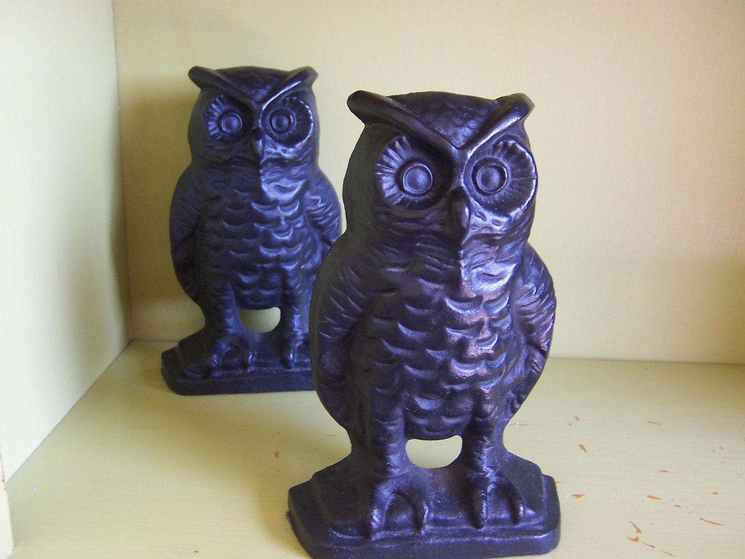 pair of 2 vintage cast iron owl bookends - EMIG 1546