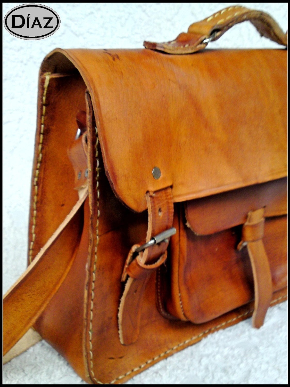 Light Tan Brown Rawhide Leather Messenger Laptop Satchel Bag -Free Shipping- BBC1BG