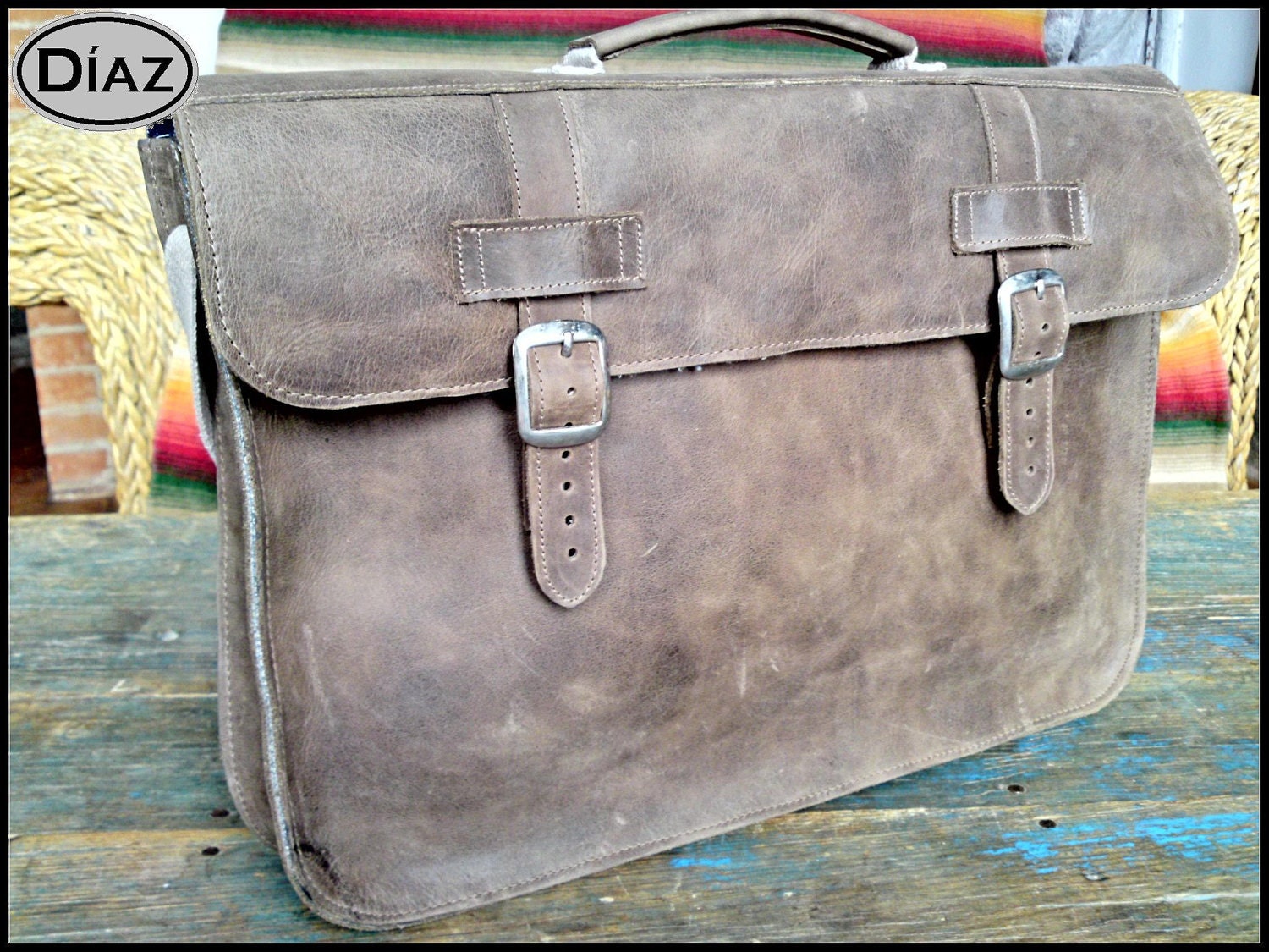 Medium Leather Portfolio / Laptop Bag  in Texas Brown - (15in MacBook Pro) - Free Monograming  -