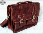 Large Leather Messenger Briefcase / Backpack Laptop Bag Satchel in Crazy Horse Dark Brown - (17in MacBook Pro) - Free Shipping -