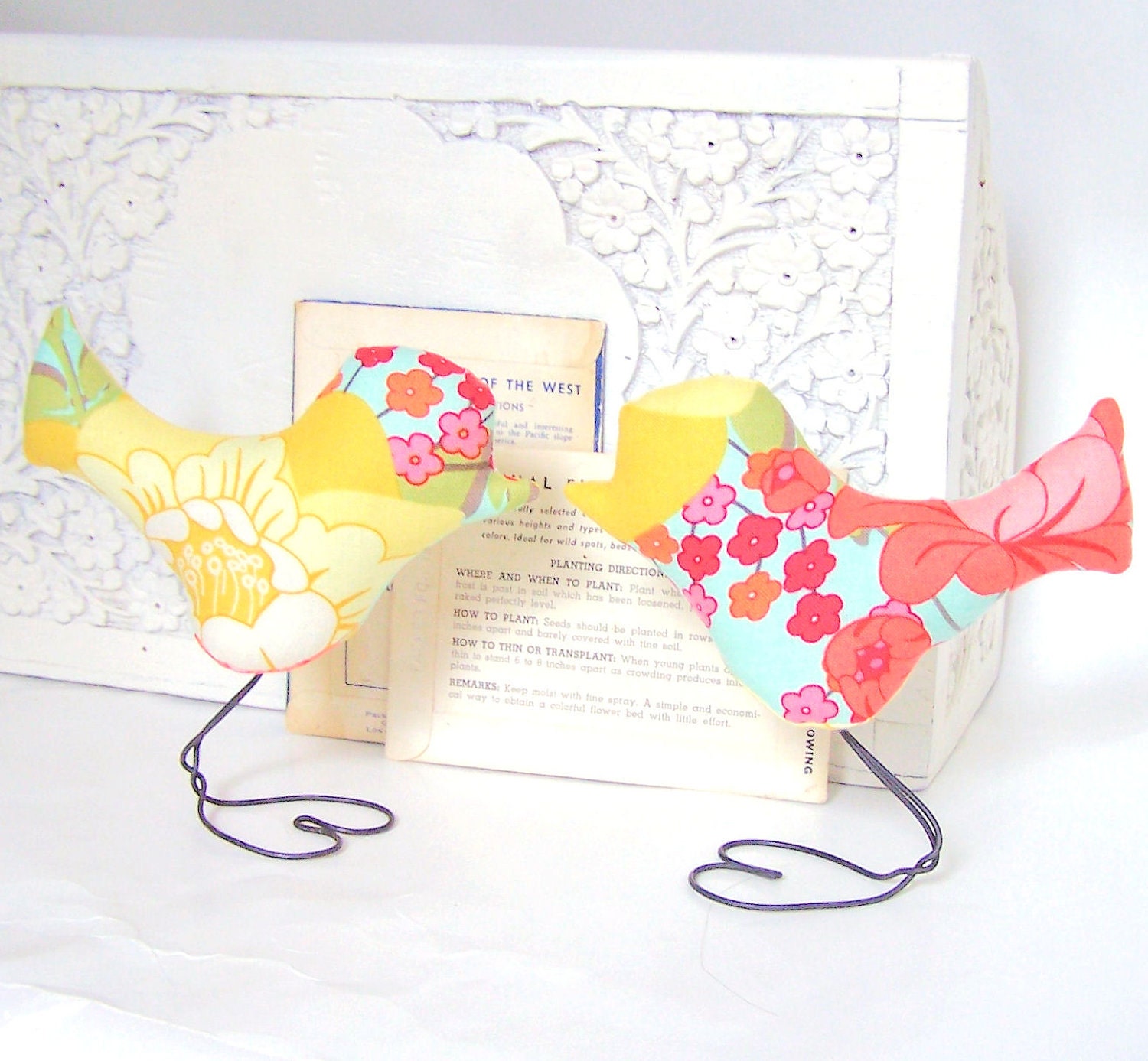Wedding Cake Topper Love Birds, Meadow Sweet Aqua Blue, Yellow, Orange,Pink and Green Flowers, Spring Wedding, Wedding Gift