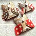 RUSTIC RED Tree Bark Owl ORNAMENTS Set of THREE