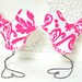 Wedding Cake Toppers Love Birds, Hot Pink and White Damask, Home Decor, Bridal Shower Decor, Baby Nursery Decor
