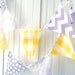 9 feet Banners, Bunting, 21 Pennant Flags, Vintage Yellow Gingham and Grey Polka Dot, Chevron and Floral, Baby Nursery Decor, Wedding Decor