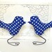 Navy Blue and White Polka Dot Love Birds Wedding Cake Toppers, Home Decor and Summer Wedding, Baby Nursery Decor