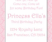 Princess Birthday Printed Invitations With Envelopes/Thank You's/Water Bottle Labels