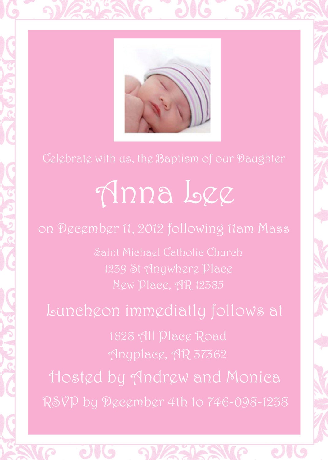 Baptism Celebration Name Banner (God Bless)