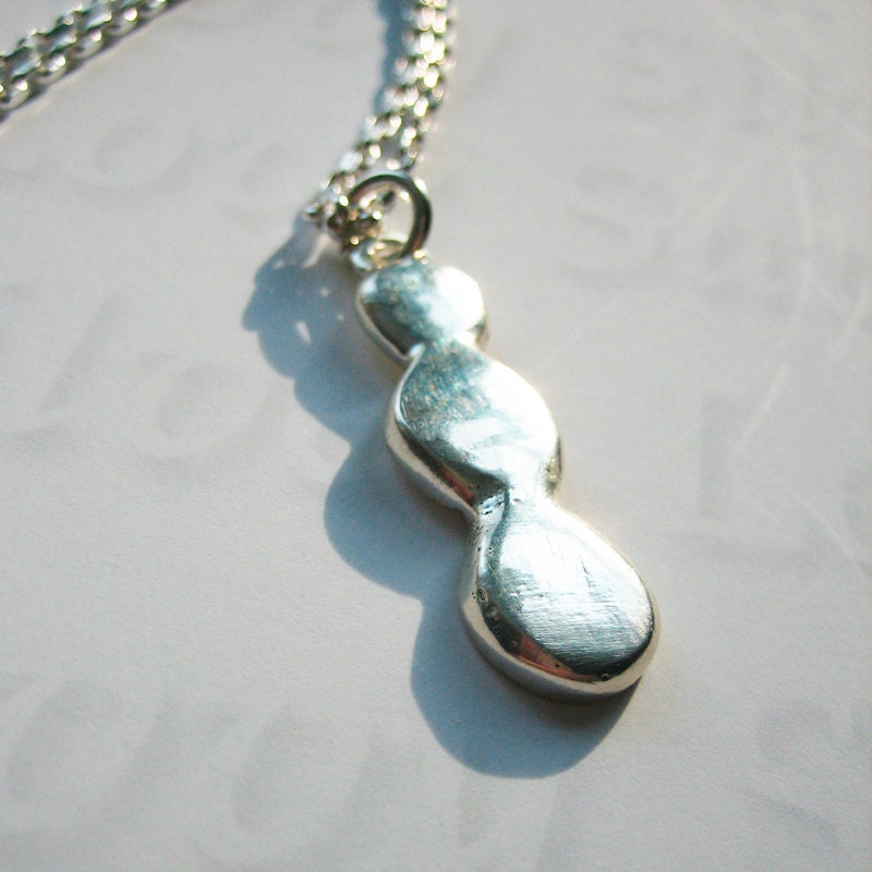 Abstract Necklace - Sterling Silver, 3 Dot Design, Snowman, Contemporary, Shiny, Minimalist, Sleek, OOAK