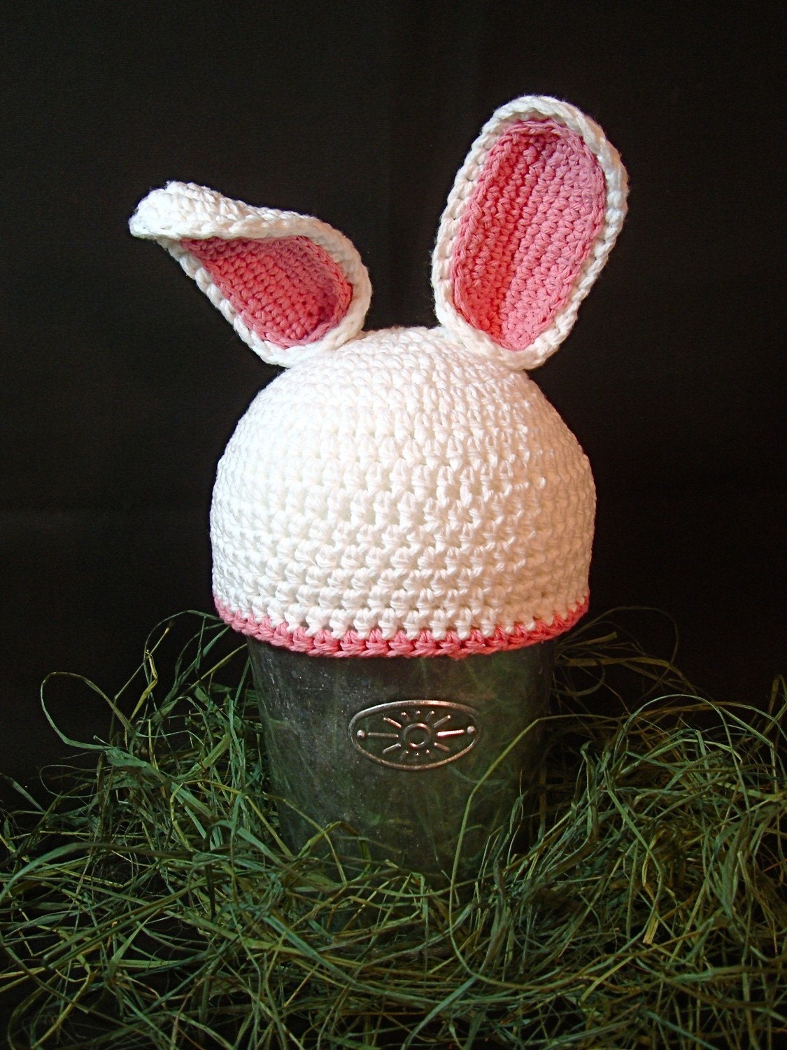 Crochet Bunny Hat Photo Prop Preemie through Child Size