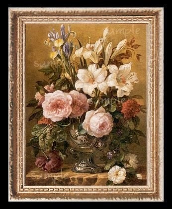 Floral Flowers Miniature Dollhouse Art Picture 1408