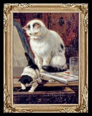 Cat Cats Kitten Miniature Dollhouse Art Picture 1311