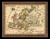 1800's Europe Map Miniature Dollhouse Map Art Picture 6682