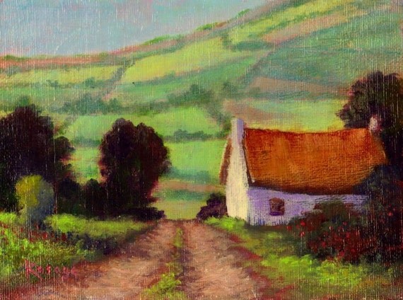 Irish Thatched Roof Cottage 2... Ireland landscape... Original Daily