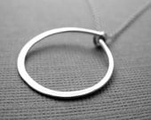 Hammered Circle Pendant Sterling Silver Necklace