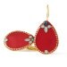 Gold Dangle Earring , Gold Plated Red Drop Earrings, Decorated red, turquoise resin color, Swarovski crystal