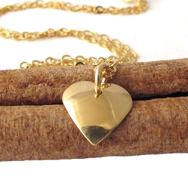 Gold Heart necklace, 14K Gold filled, medium heart pendant, gold filed chain