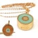 Mint necklace, Gold Necklace LONG, 14K gold filled, Light green & Bronze resin, Topaz Swarovski crystal, Double-sided, versatile necklace