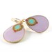 Lilac Gold Drops Earrings - pastel purple and turquoise resin color, 14K gold filled ,Fuchsia Champagne crystal, lightweight earrings