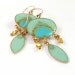 Mint, Turquoise Exotic earrings, Gold Earrings, Dangle, Magic mint Oval and marquise hanging, gold Crystal Dorado , lightweight earrings
