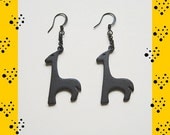 giraffe earrings - black jewellery, funky, animals, fun, earrings, funny, minimalist - SALE 30% OFF