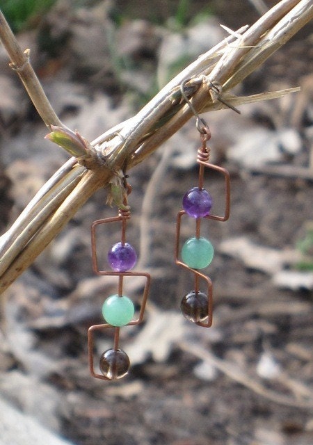 Thin Wire Stone Earrings