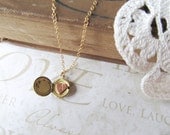 SECRET petite vintage locket necklace with single heart initial (brass) personalized gift