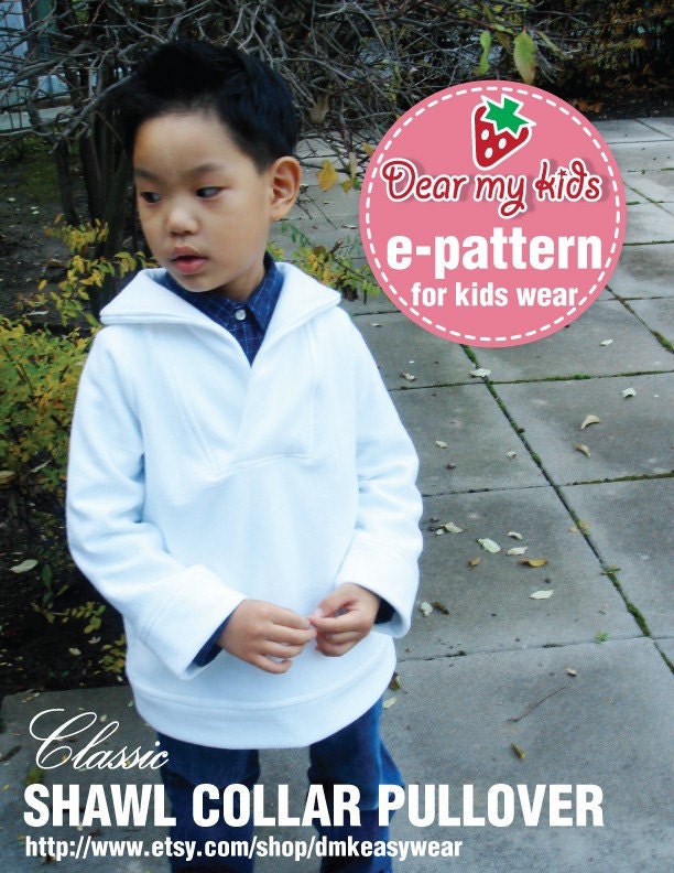 Unisex Shawl Collar Pullover (12 months upto age 6) PDF pattern