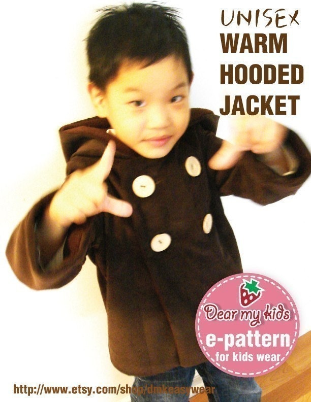 Unisex warm hoodie jacket patterns ((12 months upto age 6))