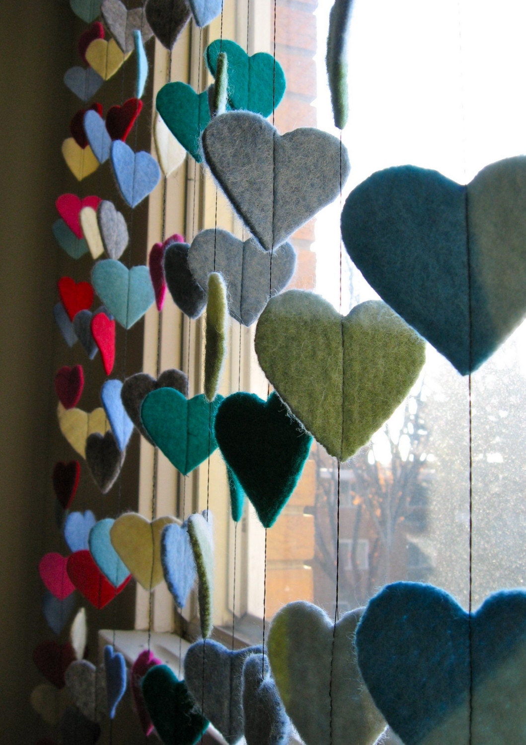 Reclaimed Felt Heart Garland - Ecofriendly - Recycled