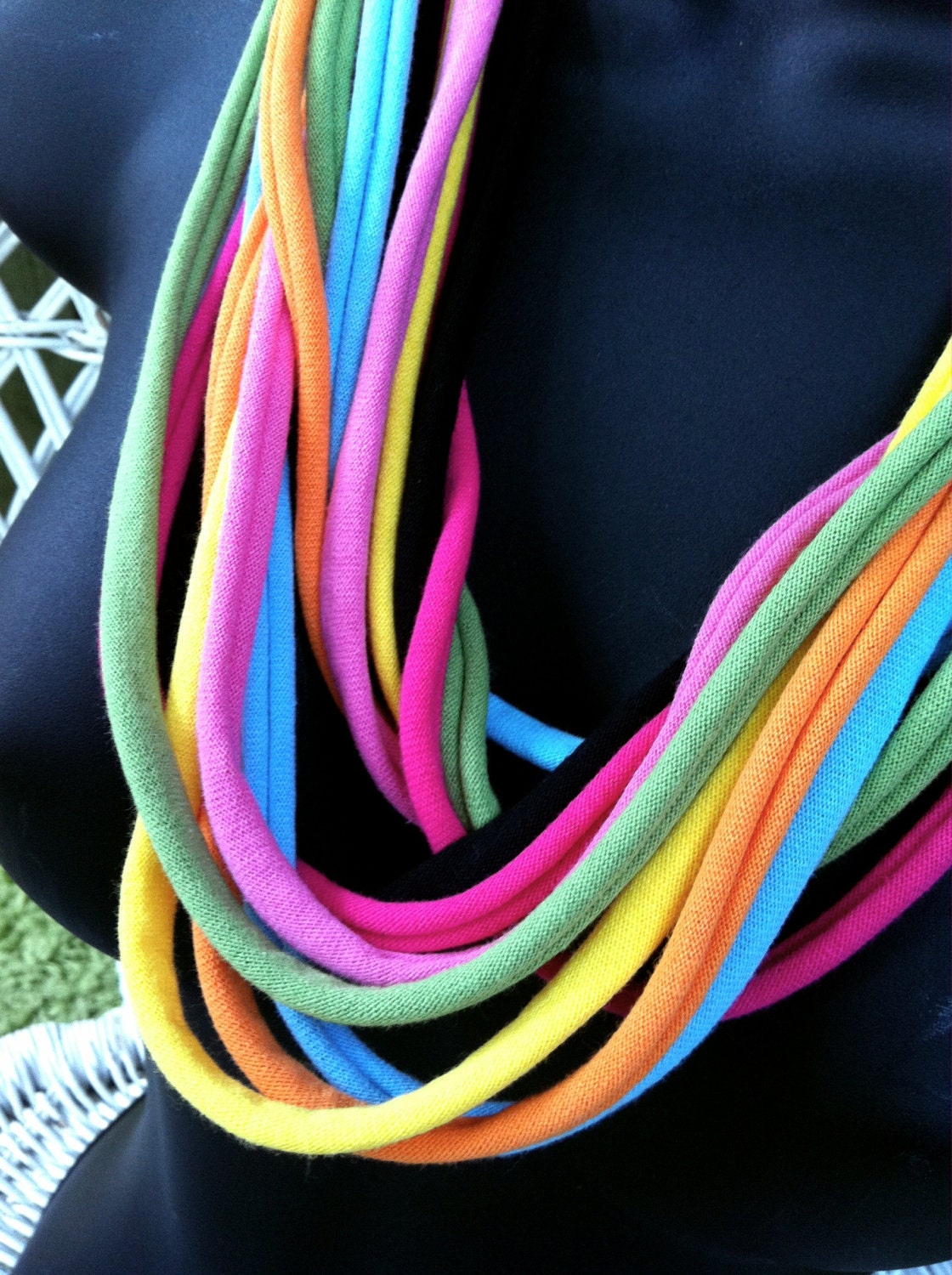 Multi Colored Mid Length Jersey Rope Scarf