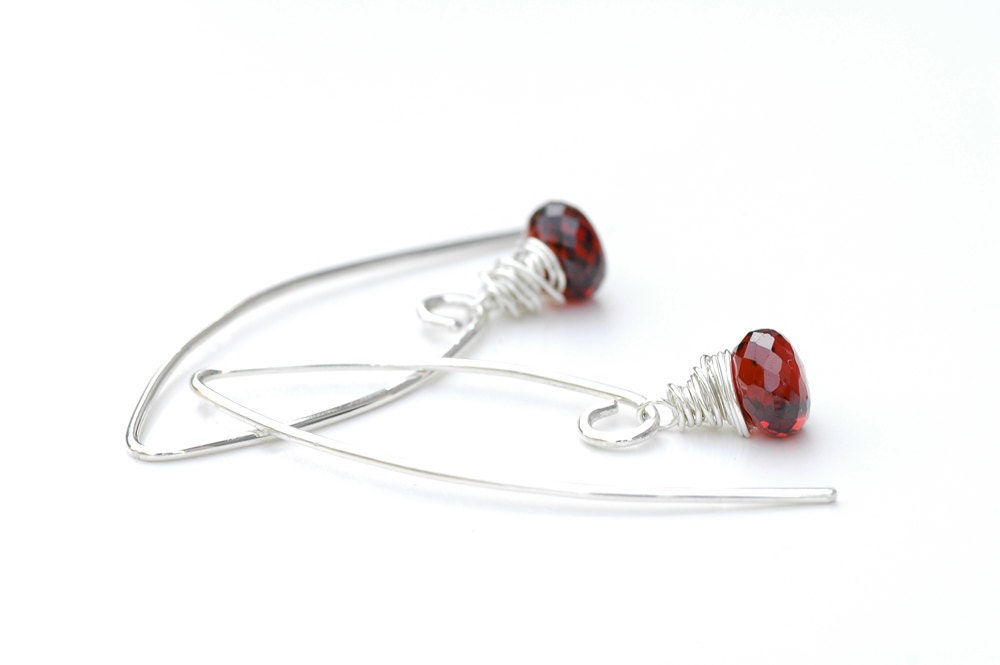 Elegant Garnet Earrings (Micro-faceted Garnet and Sterling Silver)