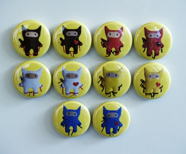 Ninja Cat Collection 1-inch Magnets