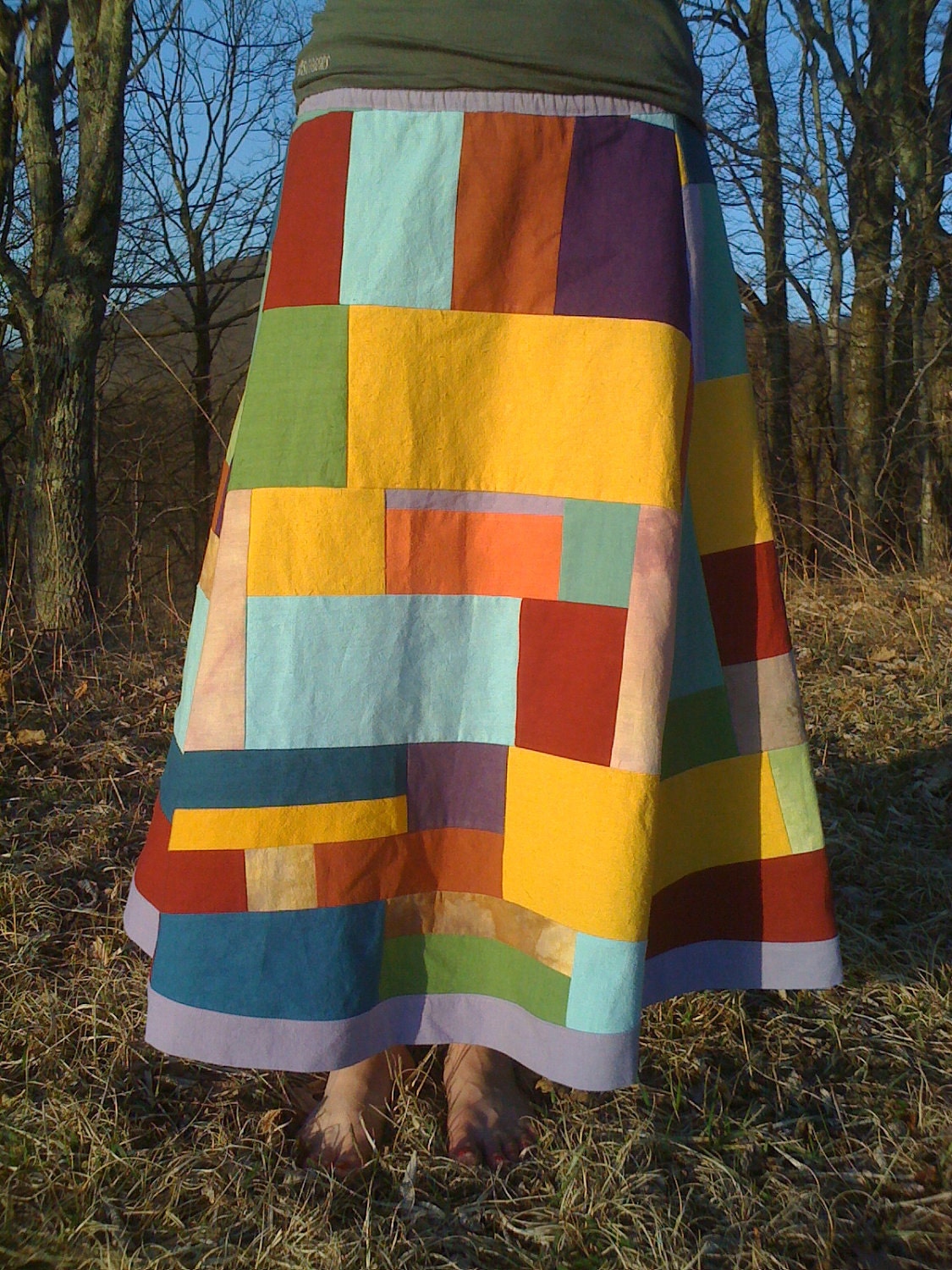 Patchwork Hemp skirt Hemp and Organic Cotton Skirt Made to Order