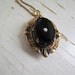 Antique Victorian Locket 10k Gold Filled Enameled Onyx and Pearl c.1880