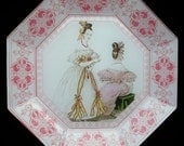 Cherry Red French Fashion Decoupage Plate