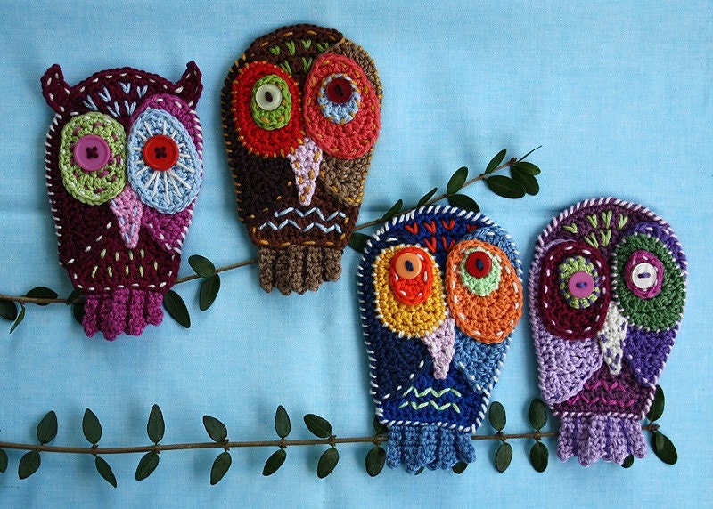 Crazy Owl - Crochet Pattern (Applique)