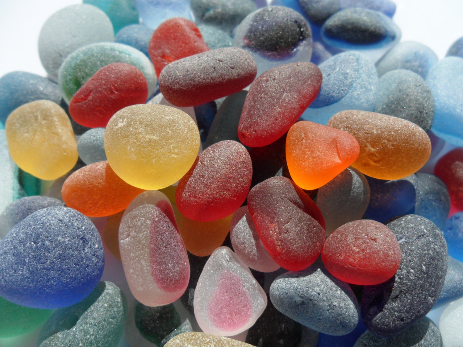 Beautiful Colours Small Stones Chips -English Sea Glass - Free Ship (1805)