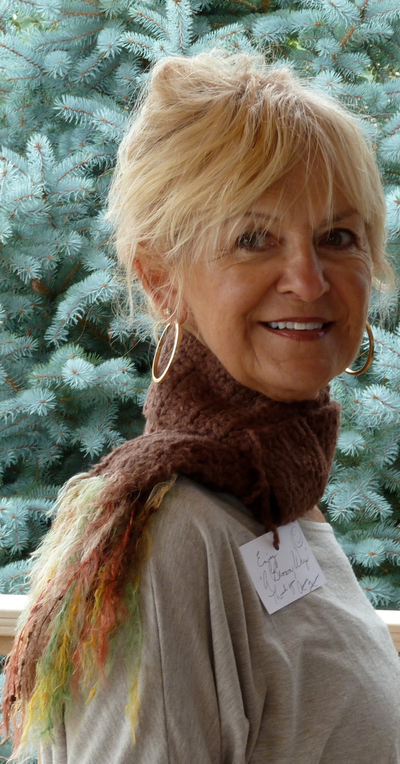 Crochet Scarf Brown Winter Woman