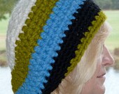 Hat Rasta Slouchy Black Blue Green Winter Crochet