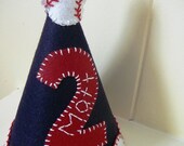 Boy's Birthday Party Hat--Navy with Baseball--Custom Made