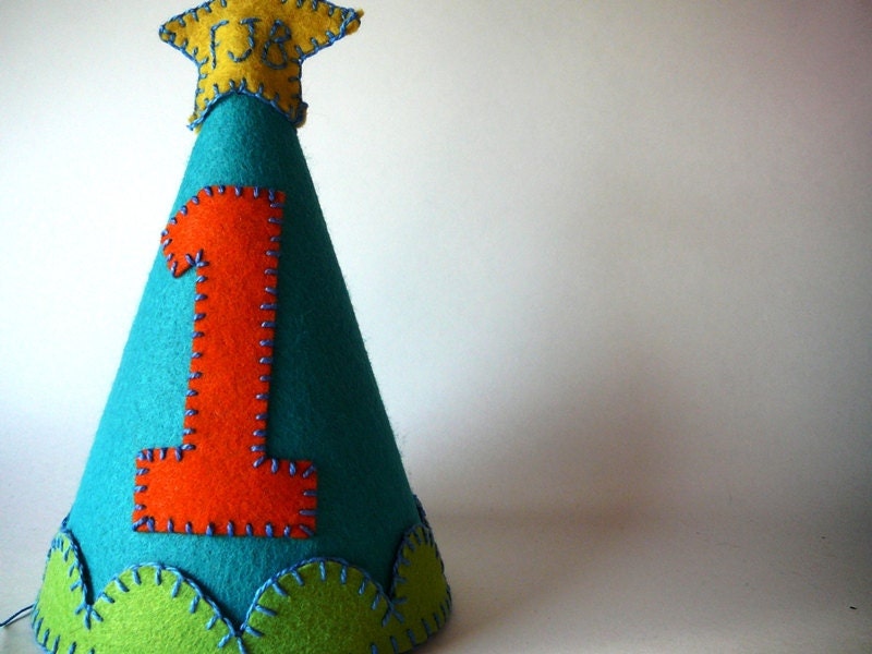 Turquoise Birthday Party Hat--Custom Made