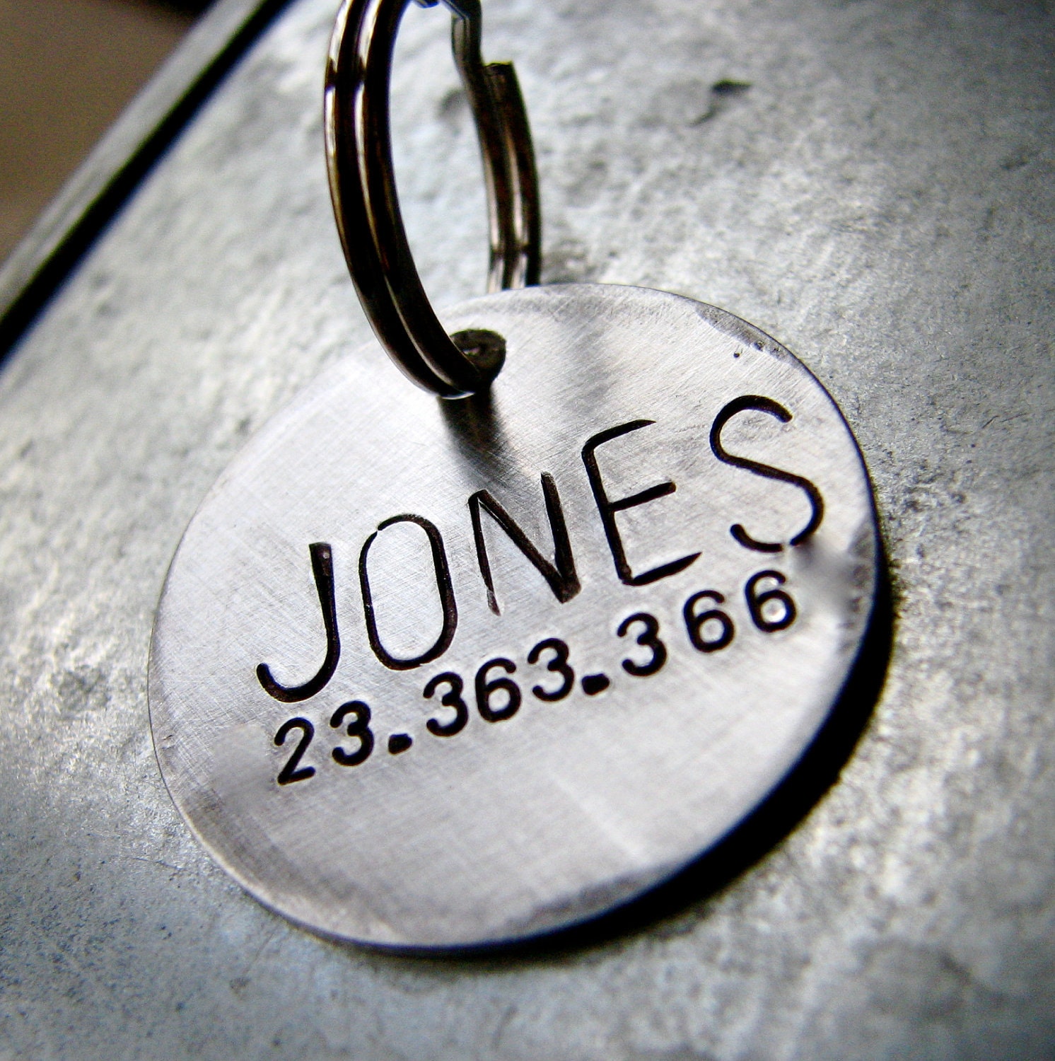 Custom Pet ID Tag, Jones, in 1'' Brushed Aluminum