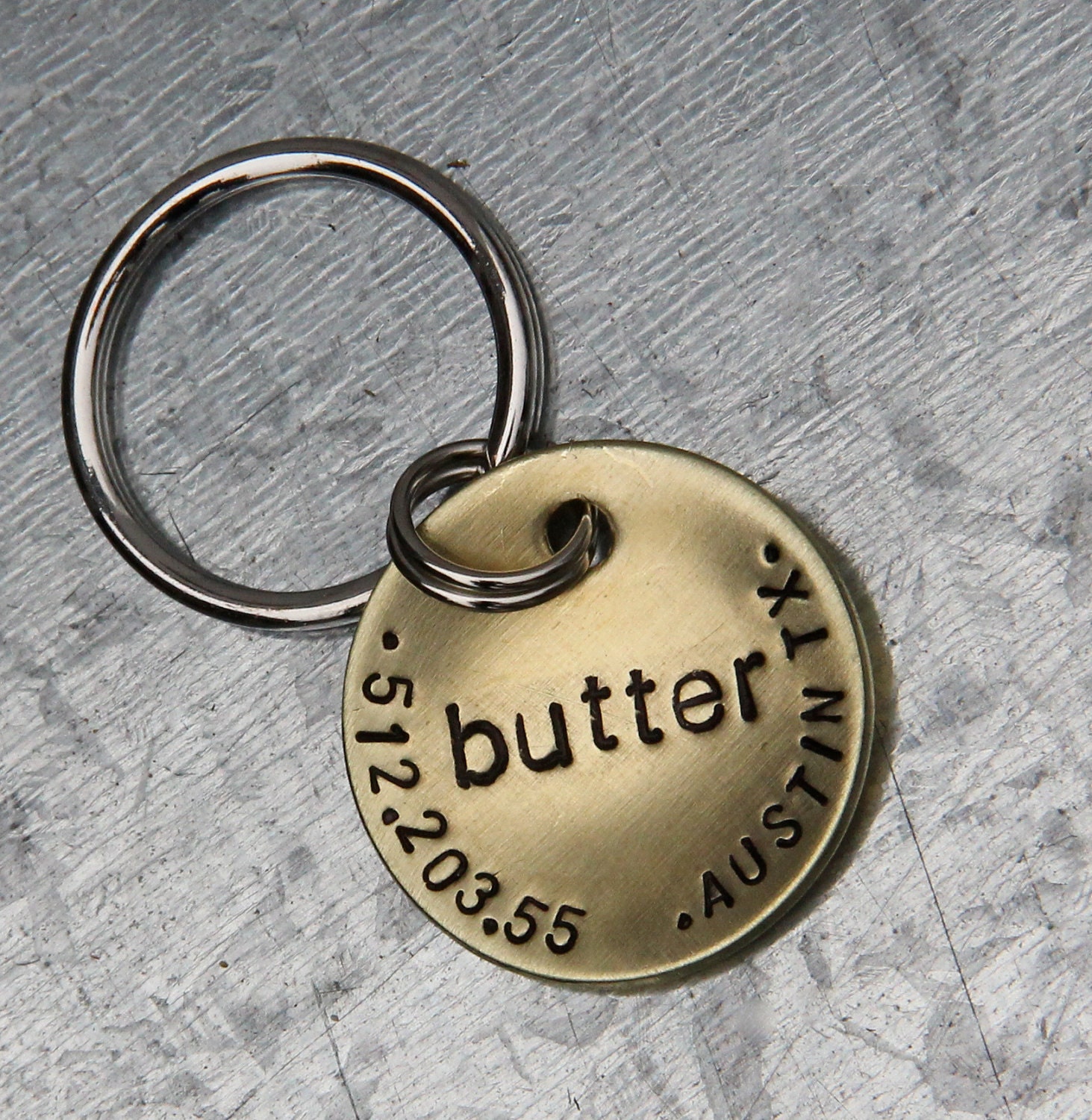 Custom Dog ID Tag / Cat ID Tag - Butter - in 1'' Brushed Brass