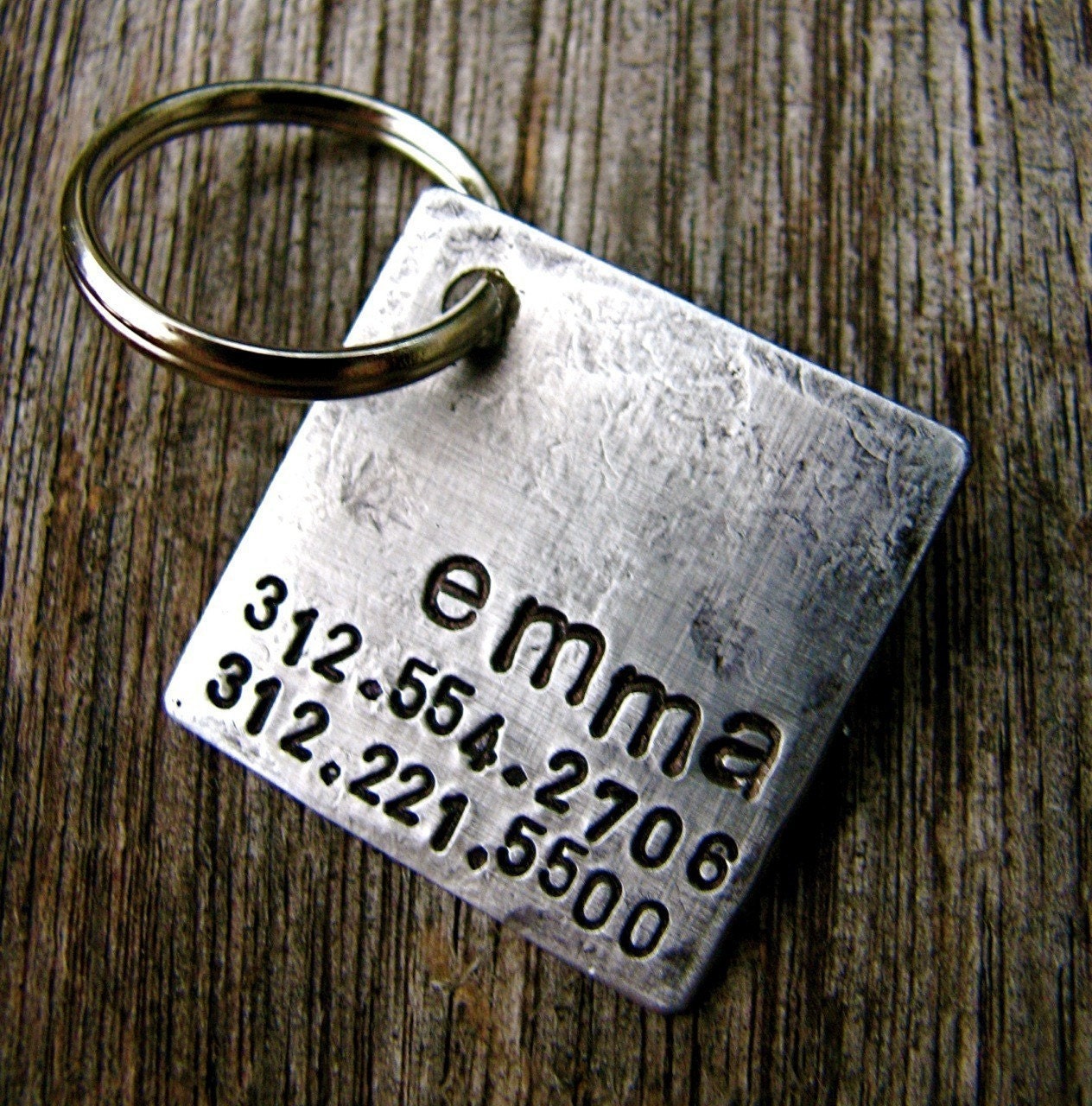 Custom Dog ID / Cat ID Tag, Emma, in 1'' Brushed Aluminum