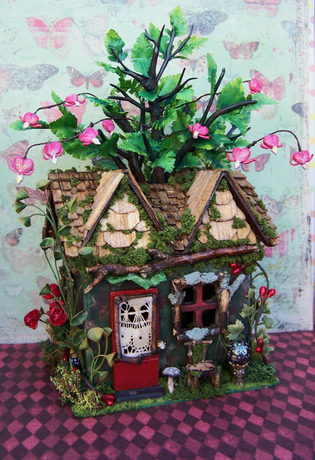 Reserved, please don't buy-Miniature House of Bleeding Hearts from the Fairy Realm, layaway available