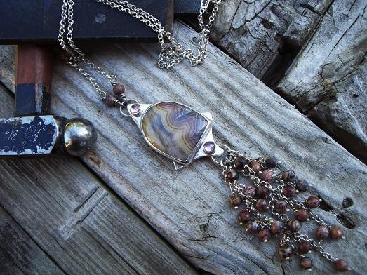 Crazylace agate necklace in sterling silver