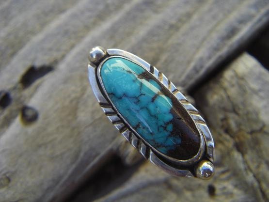 Turquoise ring handmade in sterling silver