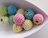 Organic Crocheted Beads in Spring Colours 12 Pcs