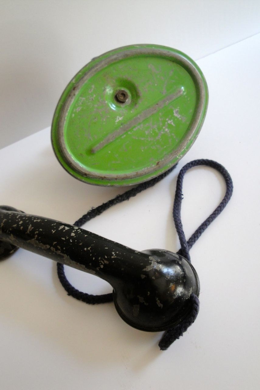 Vintage Toy Telephone Tin Black